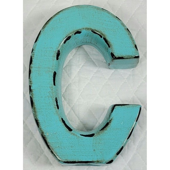 Apropos Home Collection Letter C Rustic Turquoise Desk Wall Home Office Décor - Picture 11 of 16
